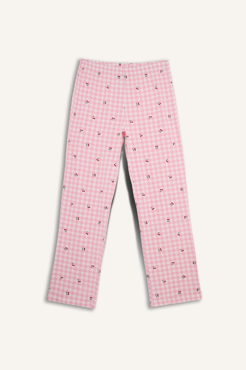 DeFacto Pink Woman Regular Fit Printed Top Bottom 2 Piece Pajama Set Casual - Image 3